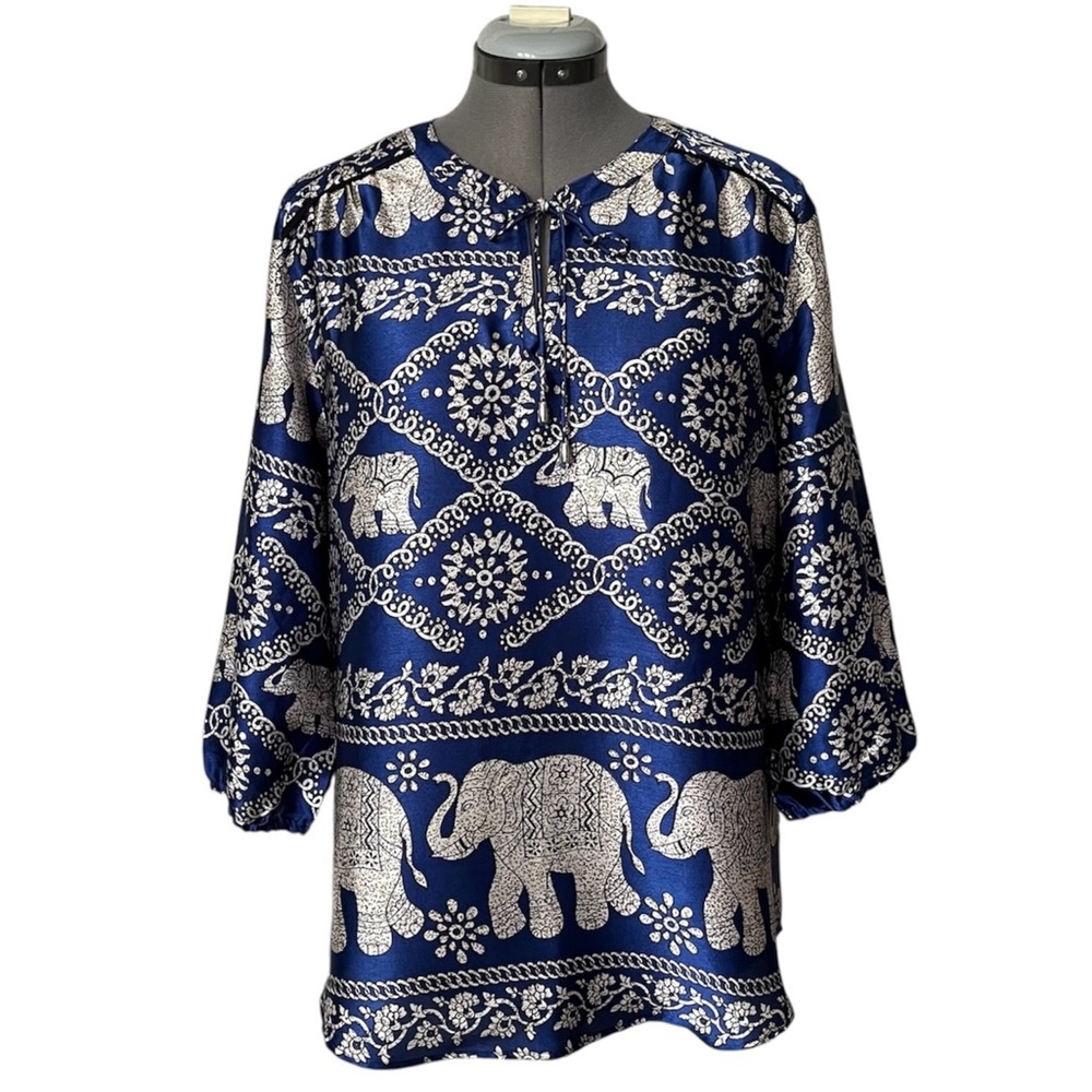 Antilia Femme satin elephant print tunic top XL
